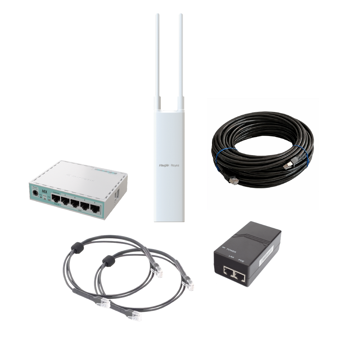 Kit RG-RAP52-OD — Repetidor Ruijie + MikroTik hEX