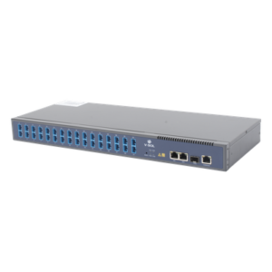 OLT GPON / 1 Puerto PON con Splitter 1:32 / 3 Uplink (2 GE + 1 SFP/SFP+) / Hasta 128 ONUs / 20 km / 1.73 ft Rack