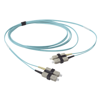 Jumper de Fibra Óptica / Multimodo 50/125 OM3 / SC-SC Duplex / OFNR / Aqua / 3 Metros (9.84 Pies)