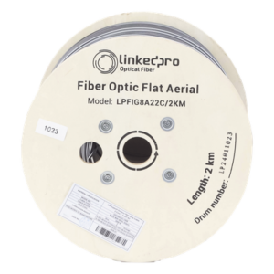 Cable Drop Aéreo / Fibra Óptica G.657A2 / Bifibra Plana / 2 km / 6561.68 pies / LS0H / 600N / -20°C a +60°C