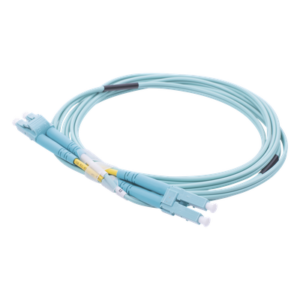 Jumper de Fibra Óptica / Multimodo OM3 50/125 / LC-LC Dúplex / OFNR Riser / 2.0 mm / 2 m (6.56 ft) / Aqua