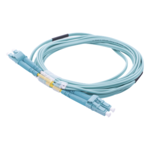 Jumper de Fibra Óptica / OM4 50/125 / LC-LC Dúplex / OFNR Riser / 2.0 mm / 3 m (9.84 ft) / Aqua