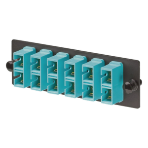 Placa Acopladora de Fibra Óptica / 6 Conectores SC Duplex (12 Fibras) / Multimodo OM3/OM4 / Color Aqua / Alta Densidad