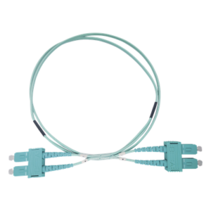 Jumper de Fibra Óptica / OM3 50/125 / SC-SC Dúplex / OFNR Riser / 2.0 mm / 3 m (9.84 ft) / Aqua