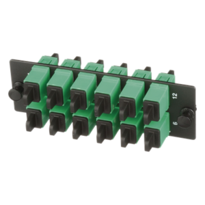 Placa Acopladora de Fibra Óptica / 12 Conectores SC/APC / Monomodo OS1/OS2 / Color Verde / Cerámica Zirconia