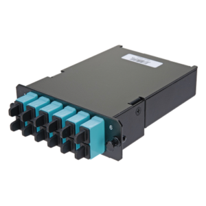 Placa Acopladora de Fibra Óptica FAP / 12 Fibras Multimodo OM3/OM4 / 6 Conectores SC Duplex / 12 Pigtails de 1 m (3.28 ft) / Color Aqua