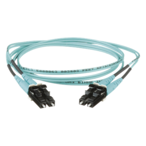 Jumper de Fibra Óptica / Multimodo OM3 50/125 / LC-LC Duplex / OFNR Riser / Aqua / 0.50 m (1.64 ft)
