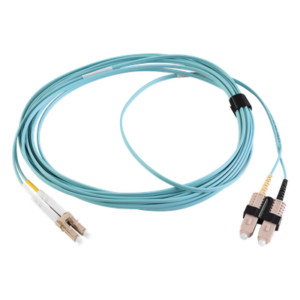 Jumper de Fibra Óptica Multimodo 50/125 OM3 / LC-SC Duplex / OFNR Aqua / 2 Metros (6.56 Pies)