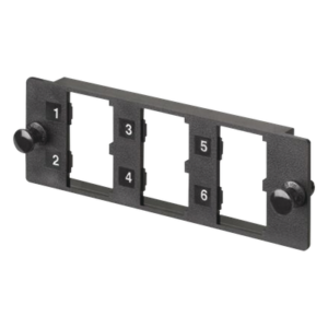 Placa Modular / 6 Puertos Mini-Com / Fibra Óptica, Cobre, Audio y Video / 109.2 mm (4.3') Ancho / Negro