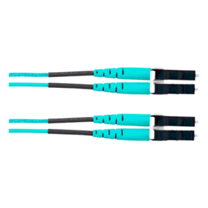 Jumper de Fibra Óptica / Multimodo OM4 50/125 μm / LC-LC Dúplex / OFNR Riser / 25 m (82 ft) / Color Aqua