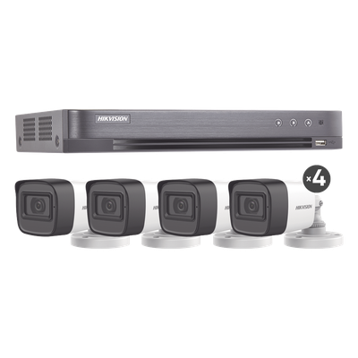 Kit de Videovigilancia TurboHD / 5 Megapixel / DVR 8 Canales / 4 Cámaras Bala con Audio / IR 30 m (98.4 ft) / IP67 / Lente 2.8 mm