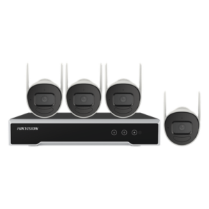 Kit de Videovigilancia IP Inalámbrico / NVR 4 Canales / 4 Cámaras Bala 2 Megapixel / Wi-Fi 2.4 GHz / IR 30 m (98.4 ft) / IP66 / HDD 1 TB