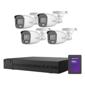 Kit TurboHD / 2 Megapixel / 4 Canales Analógicos + 1 IP / ColorVu 20 m (65.6 ft) / SSD 500 GB / Audio Integrado