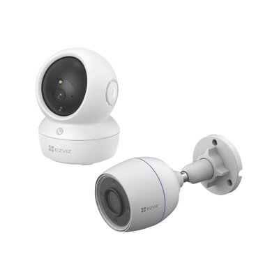 Kit de Cámaras IP / 3 Megapixel / Full HD / Detección IA de Personas y Vehículos / Panorámica 360° / Compatible con NVR y Nube