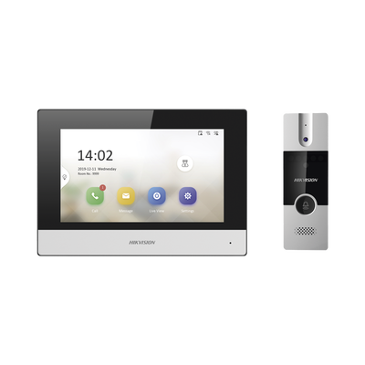 Kit de Videoportero Híbrido / Pantalla Táctil 7" / Cámara 720x576p / IP a 4 Hilos / Wi-Fi y Cableado / PoE 802.3af / Expansión a 6 Monitores