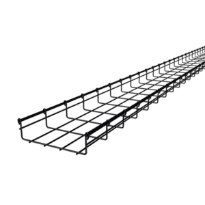 Charola Tipo Malla / Ancho 200 mm / Peralte 66 mm / Capacidad 50 kg/m / Tramo 3 m (9.8 ft) / Acabado Epóxico Negro