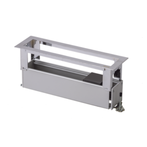 Caja de Escritorio para Módulos / Capacidad 4 Módulos K45 / Aluminio Anodizado / Salida Posterior de Cables / 54×225×54 mm