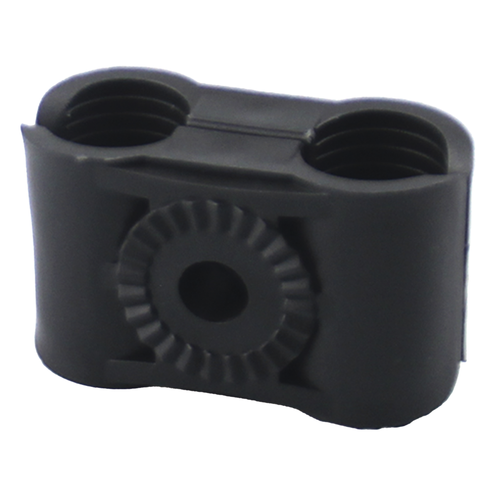 Sujetador Plástico para Cable Coaxial / 1/2 in / Doble Canal / Varilla 3/8' o M10 / Paquete 10 Piezas