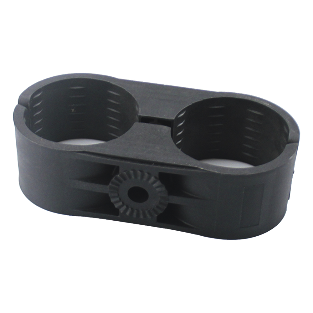 Sujetador Plástico para Cable Coaxial 1-5/8" / Doble / Montaje en Varilla Roscada 3/8" o M10 / Paquete de 10 Piezas