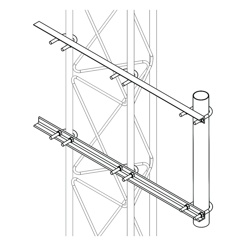 Brazo Lateral para Torre / Acero ASTM A-36 / Galvanizado en Caliente / Tubo Ø 2' Cal. 18 / Altura 50 cm (19.7 in) / Separación 20 cm (7.9 in) / Compatible STZ30G