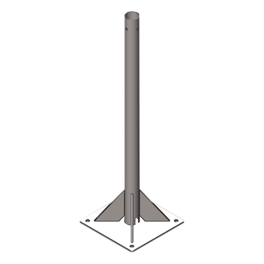 Mástil de Soporte / 3 m (9.8 ft) de Altura / Tubo 2" Cédula 30 / Acero A36 / Galvanizado por Inmersión en Caliente / Placa Base 30x30 cm / Opresor Integrado para Pararrayos