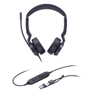 Auriculares USB con Cable / Cancelación de Ruido IA / Altavoz 35 mm / USB-C con Adaptador USB-A / Compatible Microsoft Teams