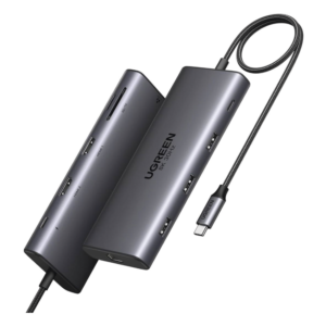 Docking Station USB-C 10 en 1 / Dual HDMI 4K 60Hz y 8K 30Hz / Carga PD 100W / Ethernet Gigabit / USB 3.0 / Lector SD-TF