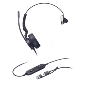 Auriculares Mono USB / Cancelación de Ruido AI Dual-Mic / Altavoz 35 mm / USB-C con Adaptador A / Indicador de Ocupado / Microsoft Teams