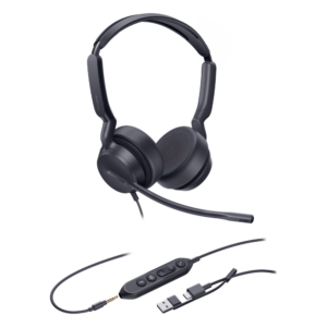 Auricular USB Profesional / Cancelación de Ruido AI / Altavoz 35 mm / USB-C con Adaptador USB-A / Conector 3.5 mm / Compatible Windows y macOS