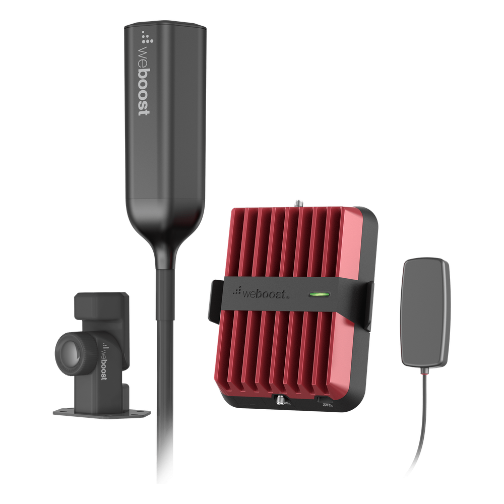 Amplificador Celular Vehicular / 32X Amplificación / Tribanda 850/1900/1700 MHz / Ganancia 50 dB / Antena Omnidireccional Plegable / Todo Terreno