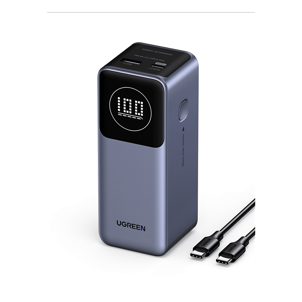 Power Bank / 12000 mAh / 100 W Max / 2 Salidas / USB-C PD 3.0 / USB-A QC 3.0 / Pantalla Inteligente