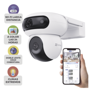 Cámara PT IP / Dual Lente 4MP+4MP / Rotación 360° / Visión Nocturna Color 40 m (131.2 ft) / Audio Bidireccional / IP65