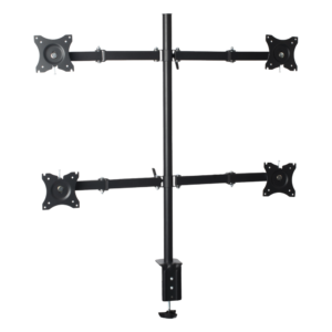 Soporte de Escritorio Articulado / 4 Monitores 13 a 27" / Carga 15 kg (33 lbs) por Pantalla / VESA 75x75 y 100x100 / Acero / Giro ±30°