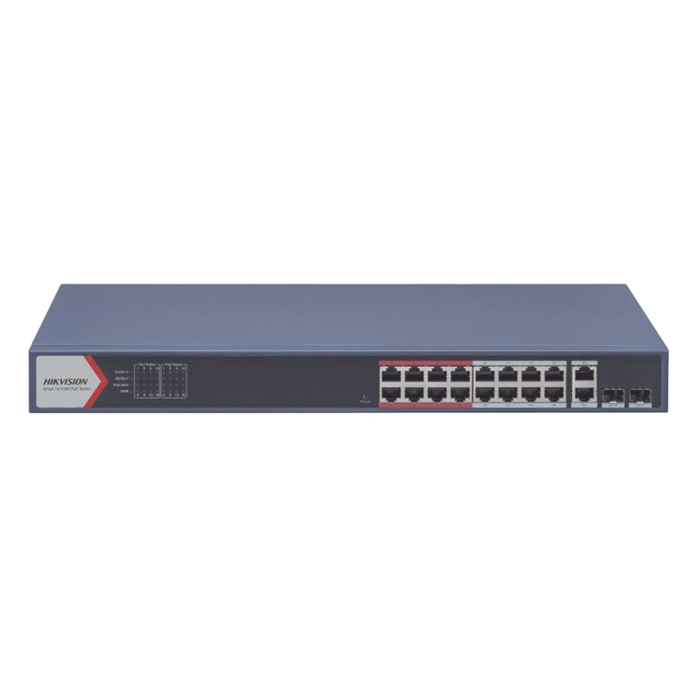 Switch PoE+ / 16 Puertos 10/100 Mbps / 2 Puertos Gigabit Uplink / 2 Puertos SFP / Alcance Extendido 300 m (984.2 ft) / 230 W / Gestión Cloud