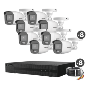 Kit de Videovigilancia TurboHD / DVR 8 Canales + 2 IP / 1080p Lite / 8 Cámaras Bala ColorVu / Audio Integrado / IR Blanco 20 m (65.6 ft) / HDD hasta 6 TB