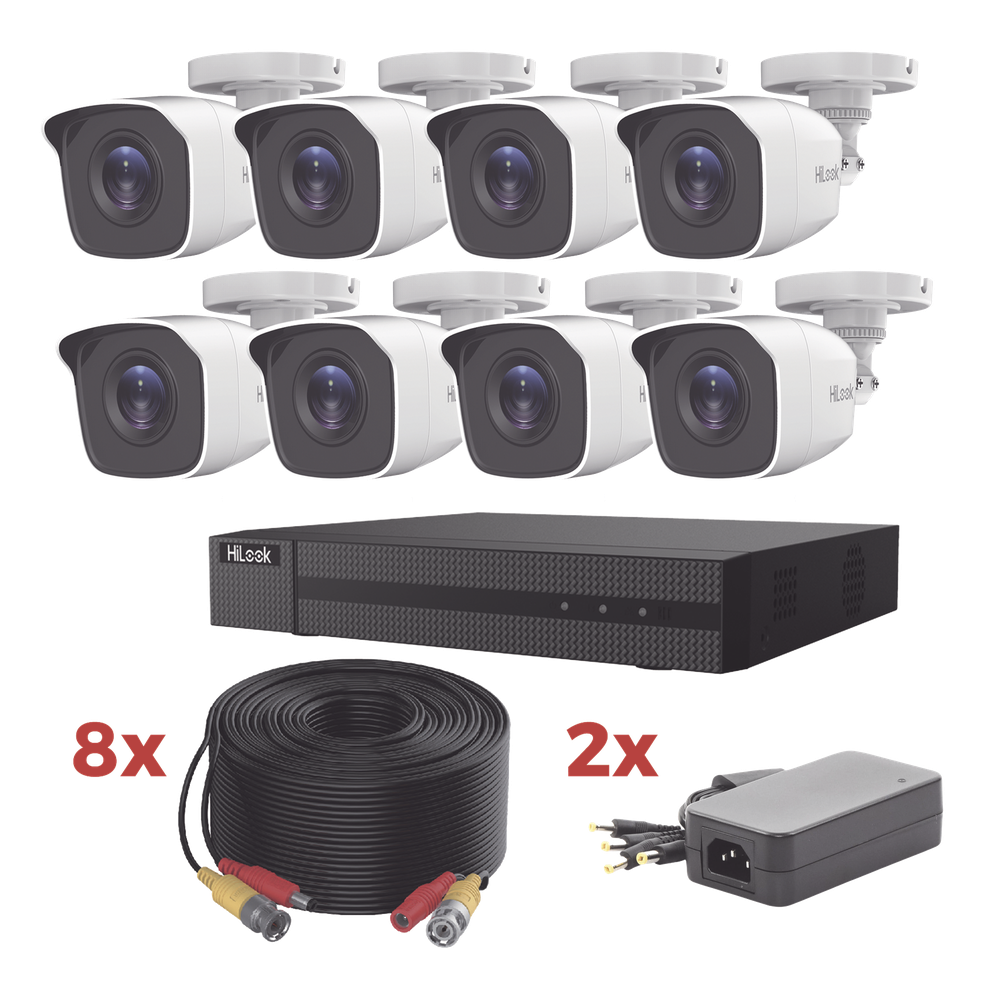 Kit de Videovigilancia TurboHD / DVR 8 Canales 1080p Lite / 8 Cámaras Bala 2 Megapixel / IR 20 m (65.6 ft) / Audio por Coaxitron / Cables Coaxiales 20 m (65.6 ft)