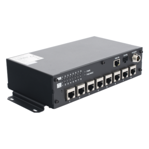 Switch PoE Móvil / 8 Puertos PoE 100 Mbps / 1 Puerto Uplink 1 Gbps / 90 W Total / 9-36 V DC / -20°C a +60°C