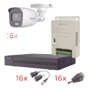 Kit TurboHD / DVR 16 Canales / 1080p Lite / 16 Cámaras Bala / ColorVu 20 m (65.6 ft) / Audio Integrado