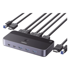 Conmutador KVM HDMI / 4K@60Hz HDR / 2 Entradas 1 Salida / 4 Puertos USB 3.0 / Carcasa Aluminio