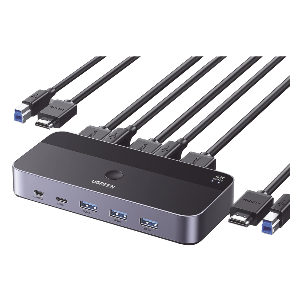 Conmutador KVM HDMI / 4K@60Hz HDR / 2 Entradas 1 Salida / 4 Puertos USB 3.0 / Carcasa Aluminio