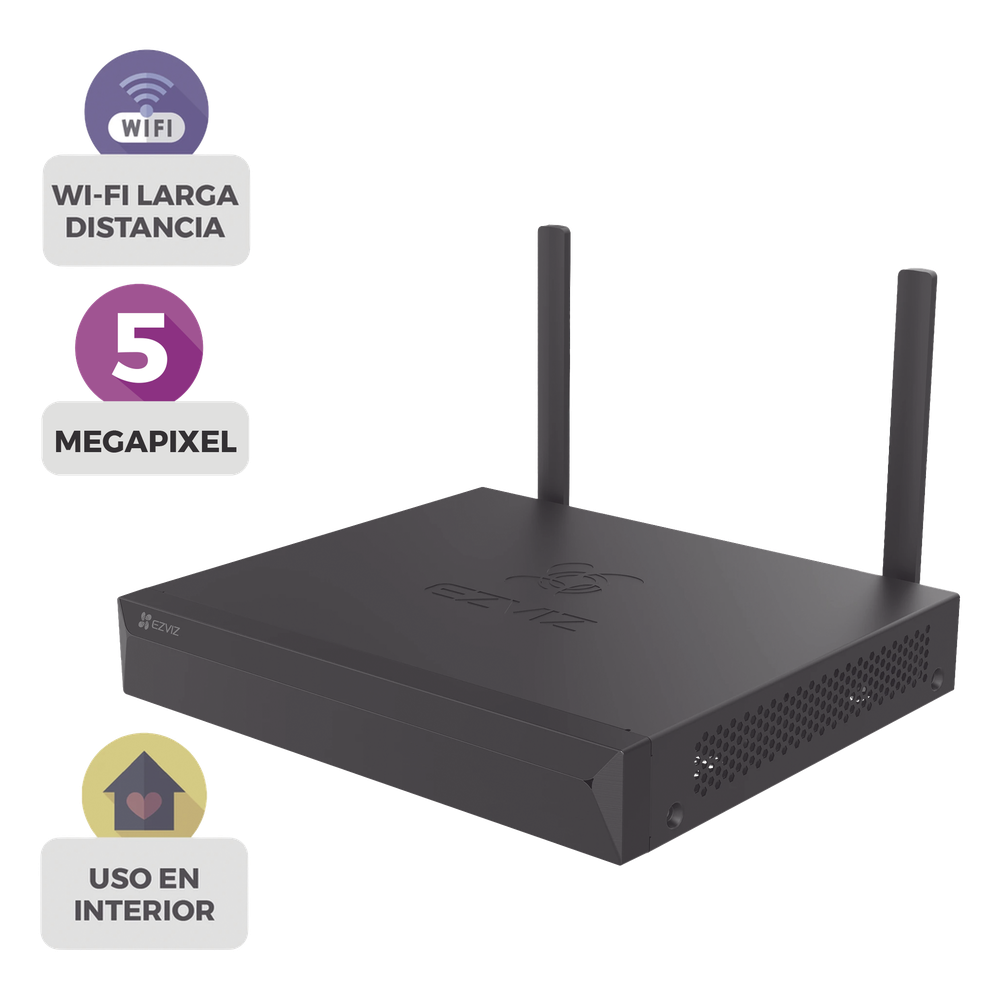NVR Inalámbrico IP / 8 Canales / 5 Megapixel (3K) / Wi-Fi 100 m (328 ft) / HDMI y VGA / H.265 / 8 TB