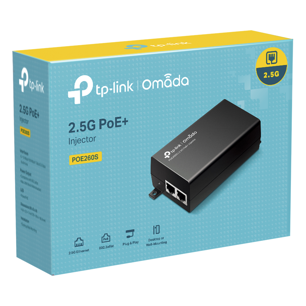 Inyector PoE+ / 30W / 2 Puertos 2.5 Gbps / 802.3af/at / Alcance 100 m (328 ft) / Plug and Play