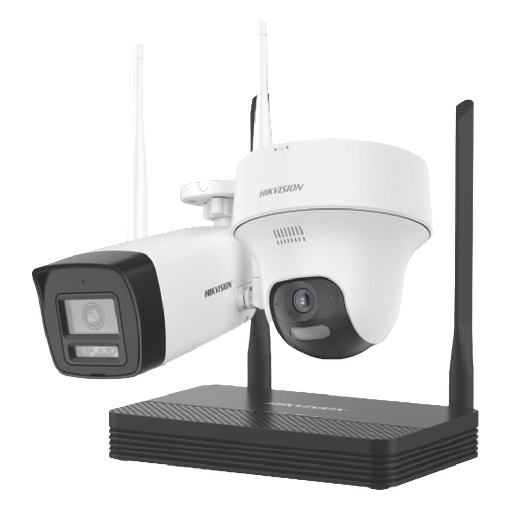 Kit de Videovigilancia IP Inalámbrico / NVS 4 Canales / 2 Cámaras Wi-Fi 2 Megapixel / Dual Light 30 m (98.4 ft) / Audio Bidireccional / Lente 2.8 mm / 97° HFOV