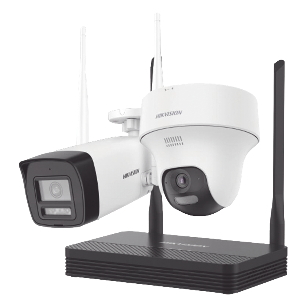 Kit de Videovigilancia IP Inalámbrico / 4 Megapixel / NVS 4 Canales / 2 Cámaras Wi-Fi / Dual Light / Audio Bidireccional / Micro SD 512 GB