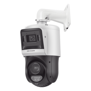 Domo PTZ IP TandemVu / 4 Megapixel + 4 Megapixel / Zoom Óptico 15X / IR 100 m (328.1 ft) + Luz Blanca 30 m (98.4 ft) / Audio Bidireccional / IP67 / PoE+