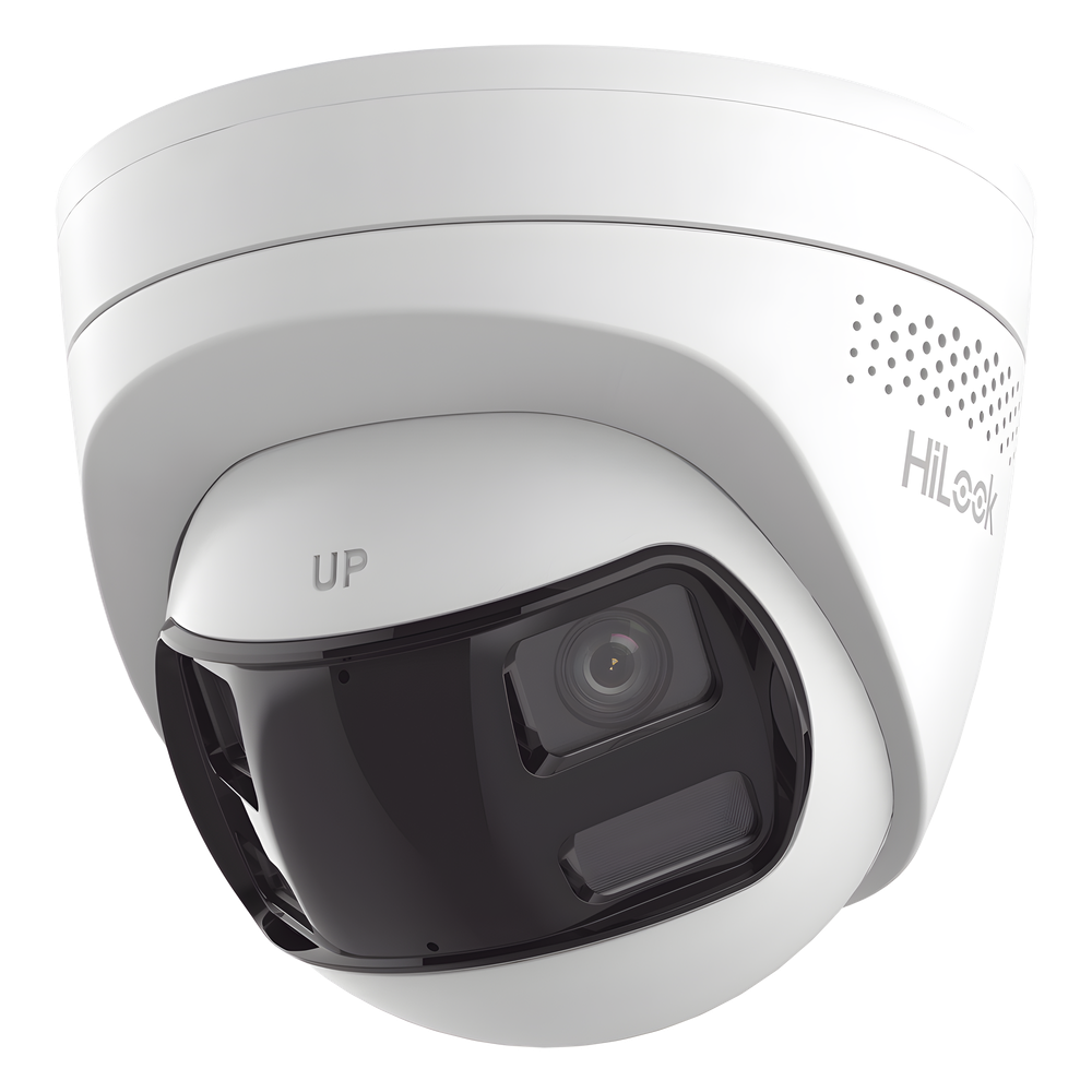 Cámara Turret IP / 8 Megapixel / Panorámica 180° / Dual Light 30 m (98.4 ft) / PoE / Audio Bidireccional / IP67