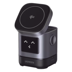 Cargador Inalámbrico / Qi2 15W / Triple Carga Simultánea / Pantalla Inteligente / 25W Total / USB-C 5W para Apple Watch