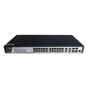 Switch Administrable PoE+ / 24 Puertos Gigabit PoE+ / 4 Puertos Gigabit / 4 Puertos SFP Uplink / 370W / 22.8 Gbps / PoE Extendido 200 m (656 ft)