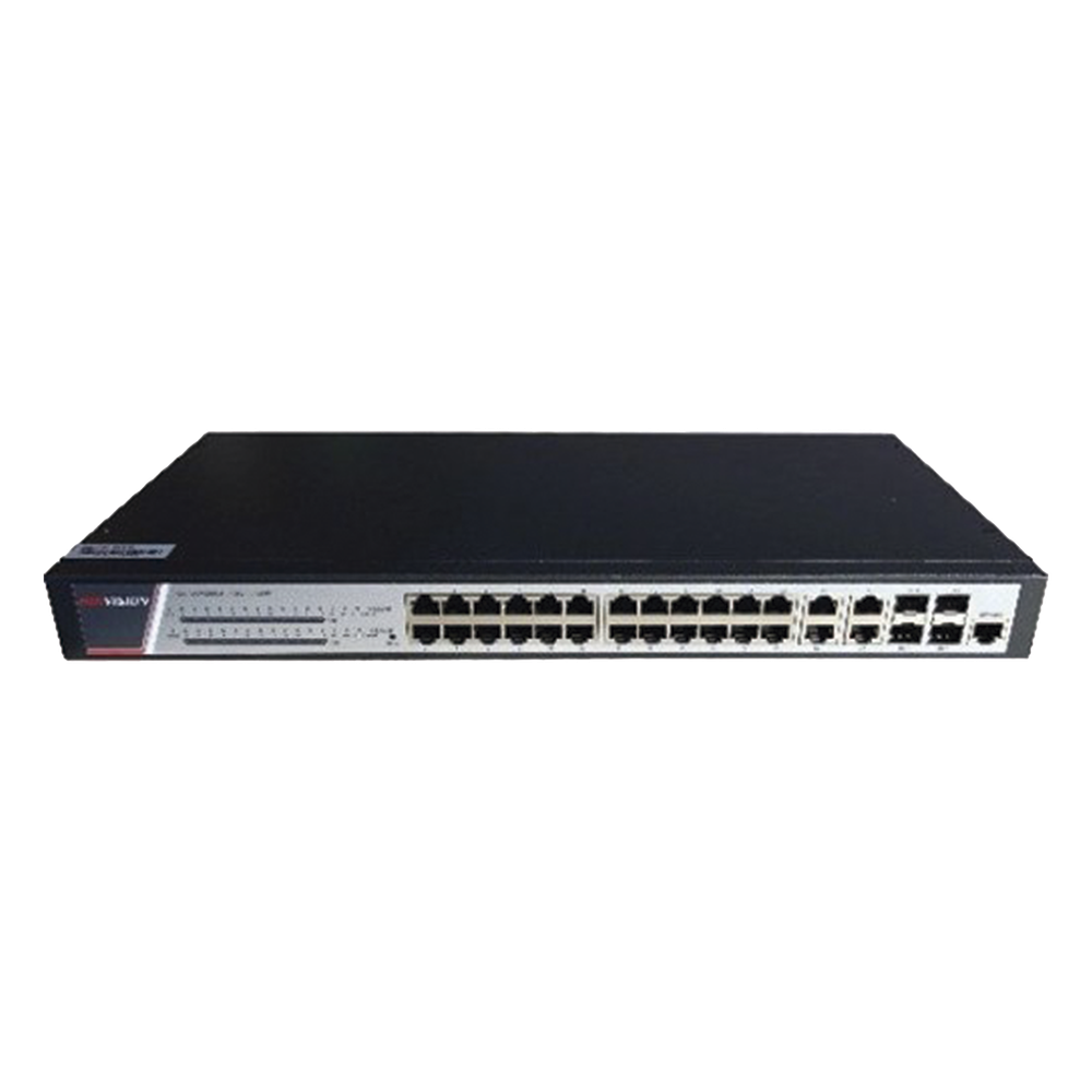 Switch Administrable PoE+ / 24 Puertos Gigabit PoE+ / 4 Puertos Gigabit / 4 Puertos SFP Uplink / 370W / 22.8 Gbps / PoE Extendido 200 m (656 ft)