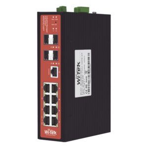 Switch PoE Industrial Administrable / 8 Puertos Gigabit + 4 SFP / PoE Mixto 24V/48V / 802.3af/at/bt 60W / Protección 8kV / Riel DIN / -40°C a 80°C